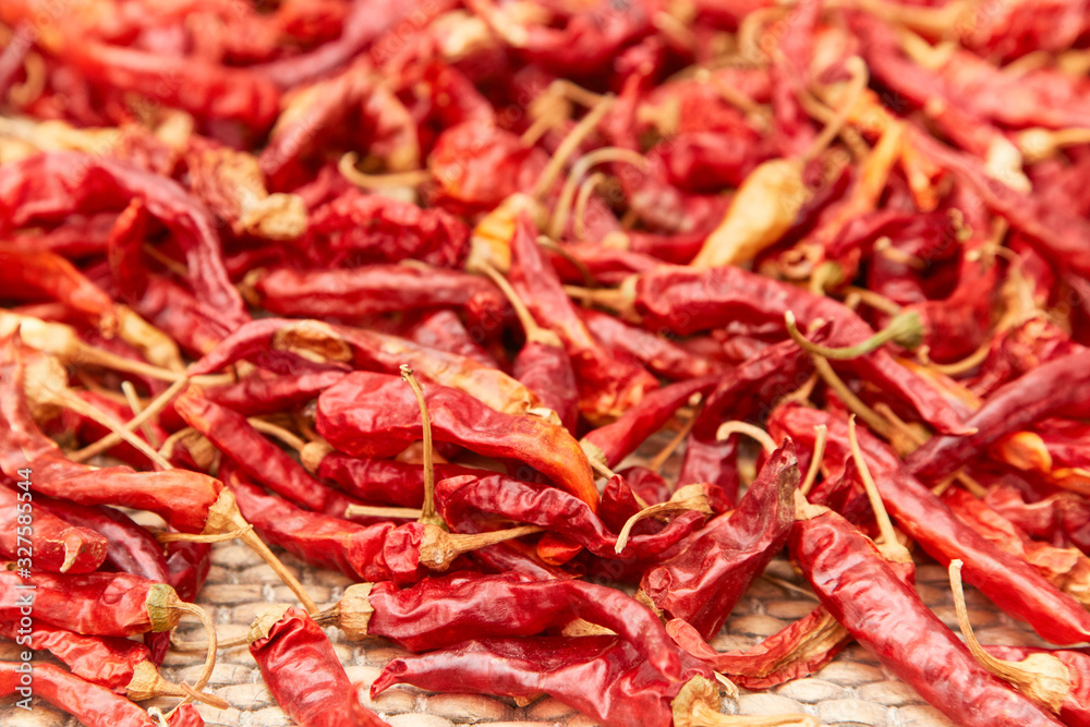 A pile of dried peppers A pile of dried peppers