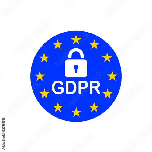 General Data Protection Regulation GDPR symbol. European Union flag vector illustration. 