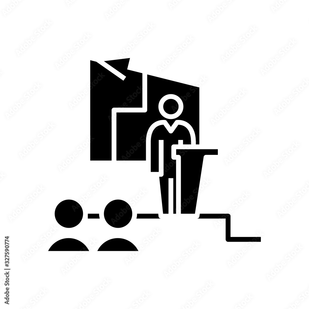 Leader speech black icon, concept illustration, vector flat symbol, glyph sign. Leader speech black icon, concept illustration, vector flat symbol, glyph sign.