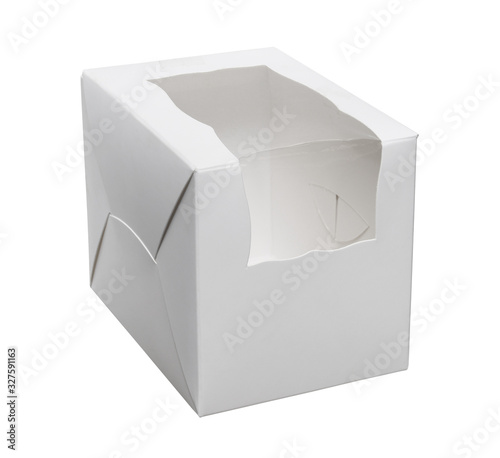 Paper cake box disposable (with clipping path) isolated on white background