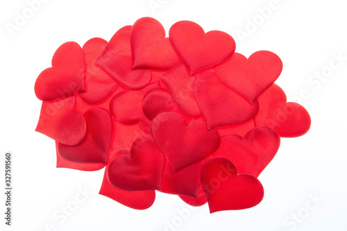 The pile of hearts isolated on the white