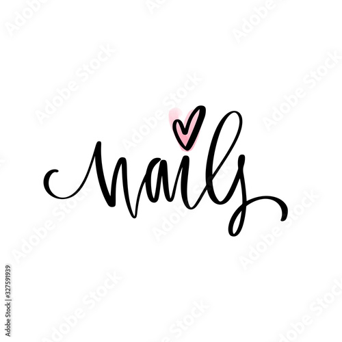 Nail art hand drawn logo design template.