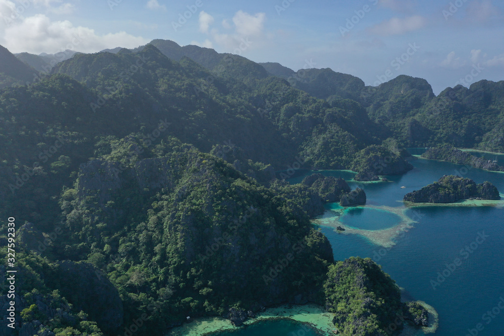 Aerial view of the Twin Lagoon in coron island, Palawan, Philippines