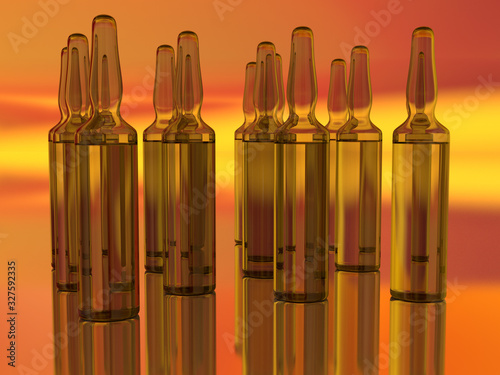 Glass ampoules with medicine. photo