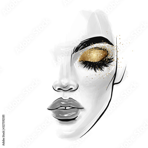 Dekoracja na wymiar  vector-beautiful-young-woman-face-fashion-sketch-illustration