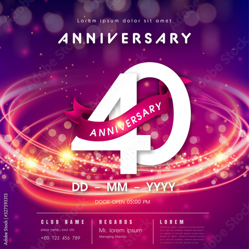 40 years anniversary logo template on purple Abstract futuristic space background. modern technology design celebrating numbers with Hi-tech network digital technology concept design elements.