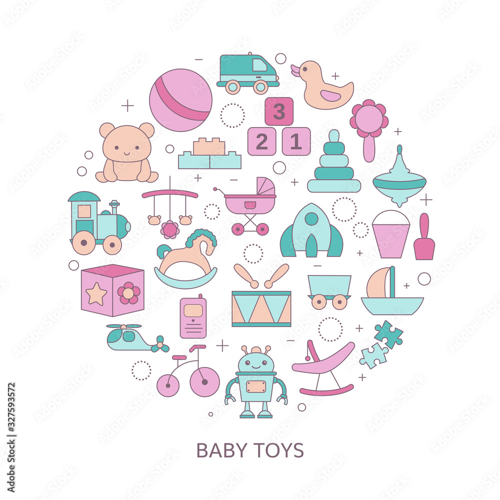 Set of baby toy icons