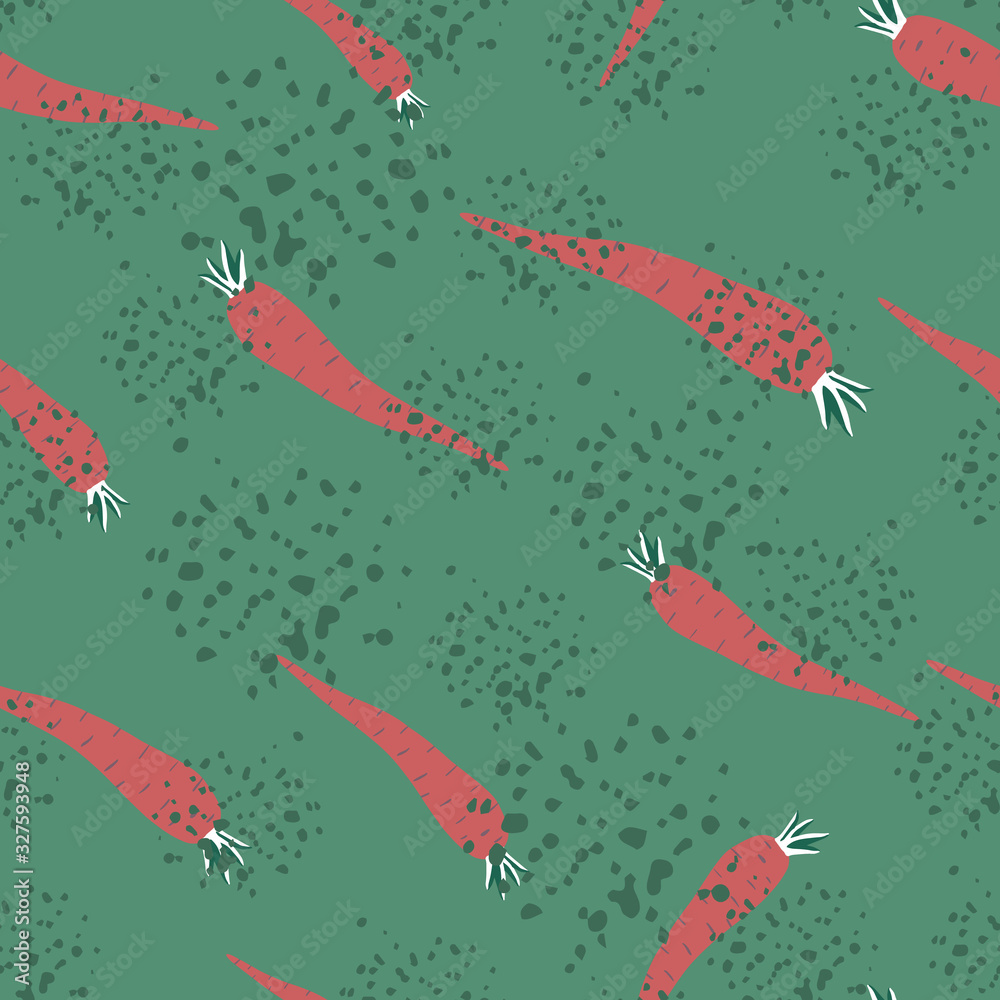 Red chilli seamless pattern on green dots background. Chile peppers wallpaper.