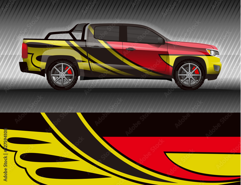 Car livery wrap decal, rally race style vector illustration abstract background Car livery wrap decal, rally race style vector illustration abstract background