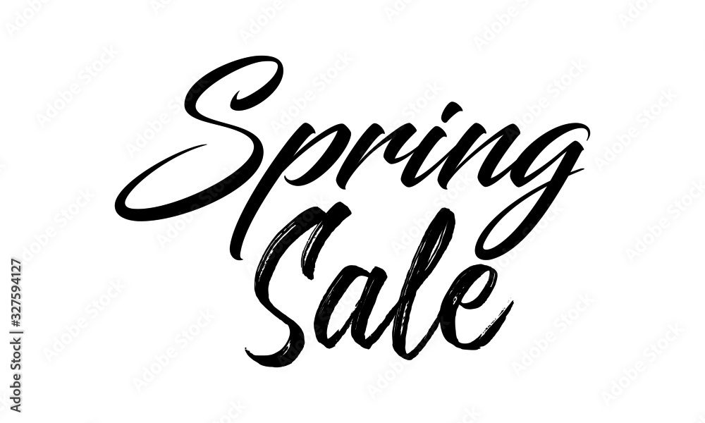 Obraz premium Spring Sale postcard. Ink illustration. Modern brush calligraphy. Isolated on white background.