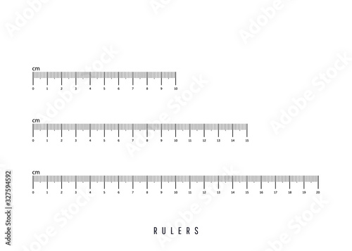 Measuring scale markup for rulers isolated on white background. Vector illustration.