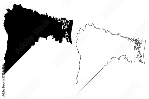 Nassau County, Florida (U.S. county, United States of America,USA, U.S., US) map vector illustration, scribble sketch Nassau map