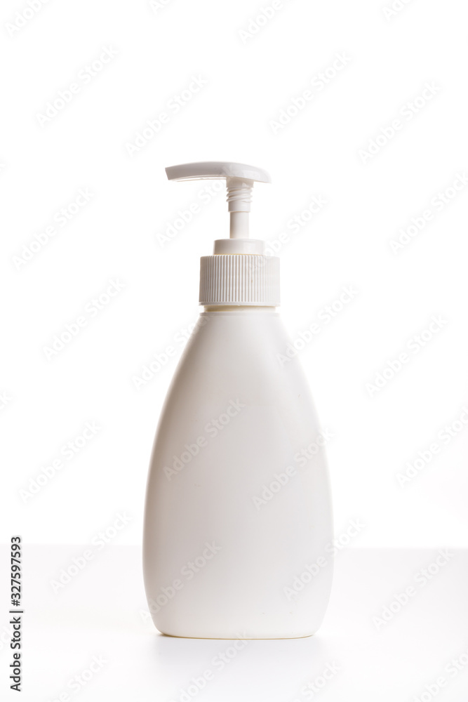 Plastic bottle of household cleaning product isolated on a white background. cosmetic product. House cleaning Plastic bottle of household cleaning product isolated on a white background. cosmetic product. House cleaning