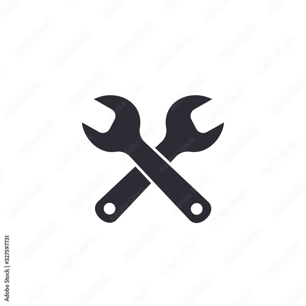 Crossed wrenches icon, Vector isolated flat design service symbol Crossed wrenches icon, Vector isolated flat design service symbol