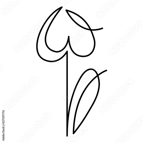 flower in the one line art for greeting cards, design of cosmetic packaging, prints, thematic design
