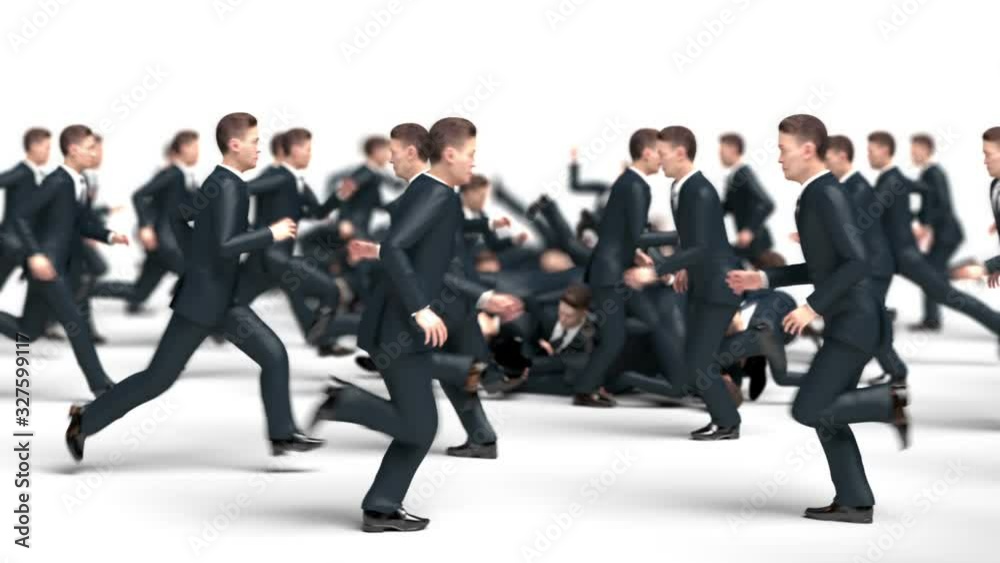 Businessmen Go Towards Each Other Collide and Fall, Funny 3d Animation. Full HD 1080 Businessmen Go Towards Each Other Collide and Fall, Funny 3d Animation. Full HD 1080