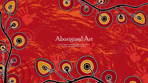 Aboriginal art vector banner background