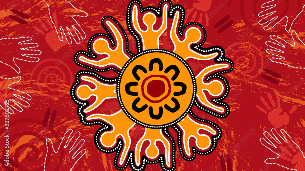 Aboriginal dot art vector painting. Unity concept Aboriginal dot art vector painting. Unity concept