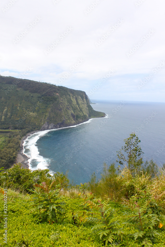 Seaside and cliffs in hawaii summer ocean 