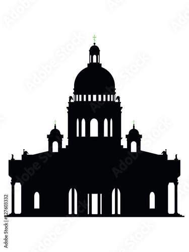 Vector Illustration of the Black Silhouette of Symbol of Saint Petersburg - St. Isaac's Cathedral