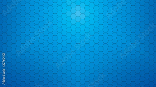 Deep blue hexagonal clear background for business presentation. HD 16x9 vector pattern.