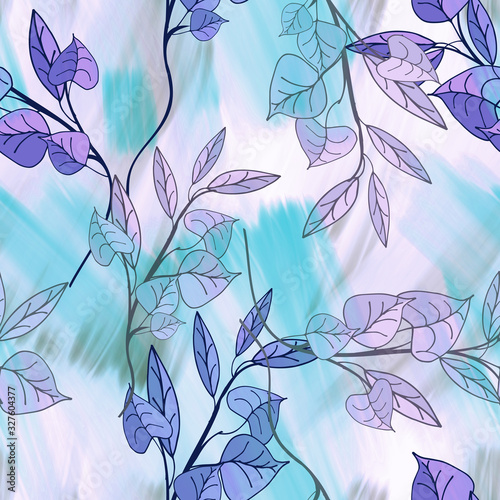 Leaves seamless pattern. Hand painted background.