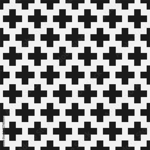 Vector cross seamless geometric pattern. Textile striped black and white texture. Abstract monochrome fabric background
