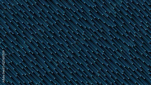 Dark blue cosmic rain of halftone dots. HD 16x9 pixeled vector pattern. No transparents, no gradients.
