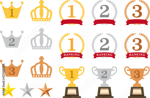 Trophy and ranking icon set.