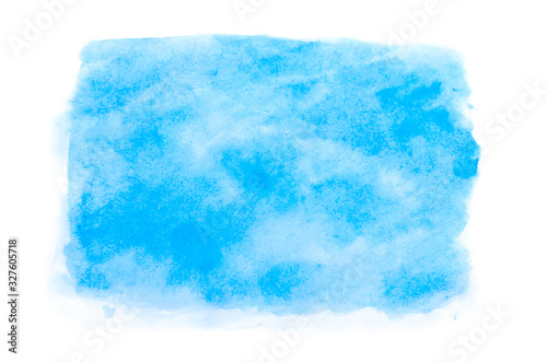 Watercolor illustration art abstract blue color texture background, clouds and sky pattern. Watercolor stain with hand paint