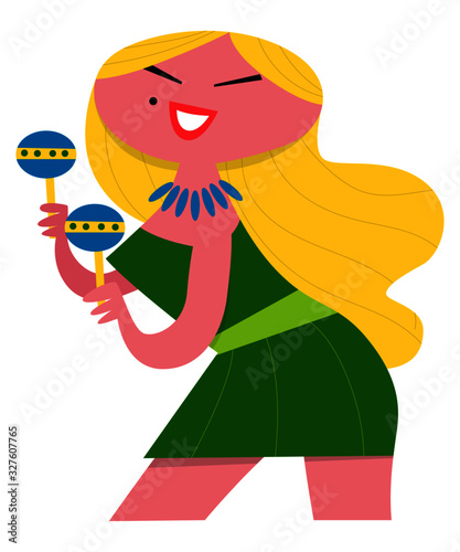 Vintage Girl with Shakers
