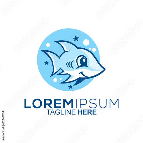 cute shark logo design vector