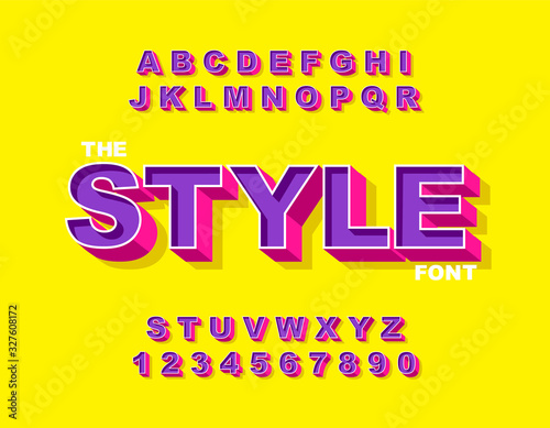 3d Bold retro font. Vintage Alphabet vector graphic poster set.
