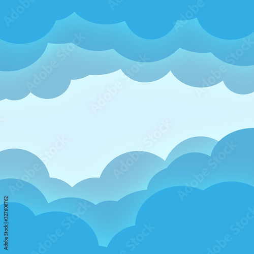 The blue clouds on the sky background. Vector illustration design.