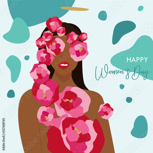International Women s Day  Illustration of Happy Womens greeting background