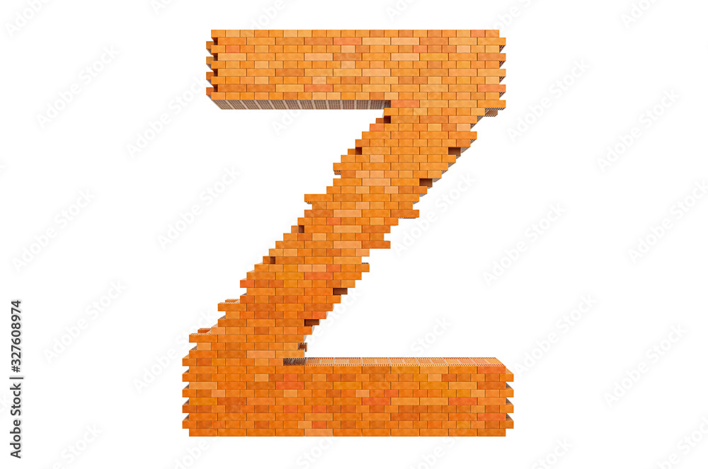 Bricks font, letter Z from building bricks. 3D rendering Bricks font, letter Z from building bricks. 3D rendering