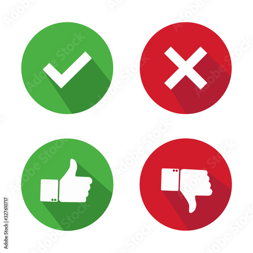 Yes, No, Thumbs up and down icons - stock vector
