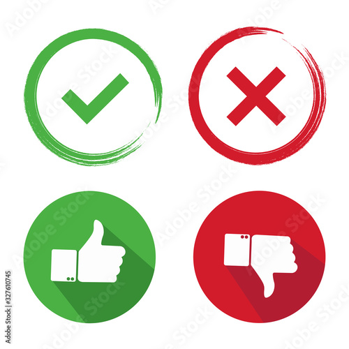 Yes, No, Thumbs up and down icons - stock vector
