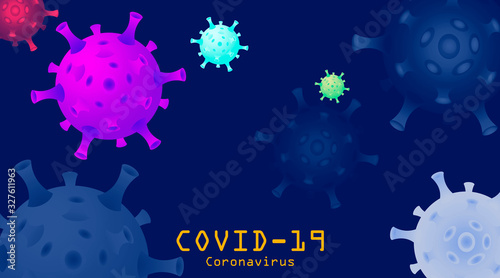 Concept Coronavirus (2019-nCoV). Background with realistic 3d  virus cells.