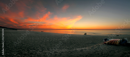 Sunset over the beach at Warren Dunes State Park, Michigan