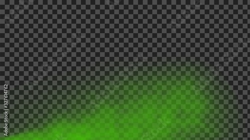 Fog or smoke effect isolated on transparent background. Green steam or cloud vector illustration.