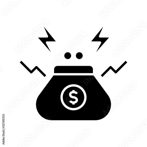 Little purse black icon, concept illustration, vector flat symbol, glyph sign.