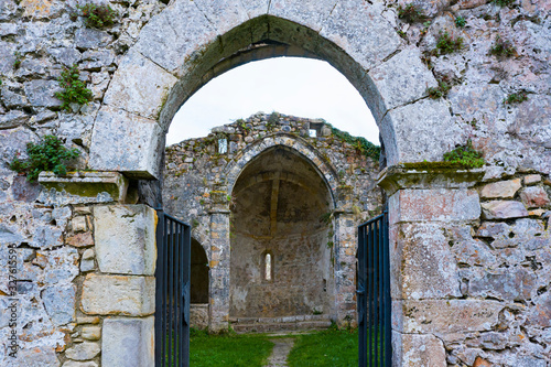 Church of Santa Maria de Tina  Landscape in the surroundings of the cave of the Pindal  lighthouse and hermitage of San Emeterio  Cantabrian Sea  Asturias  Spain  Europe