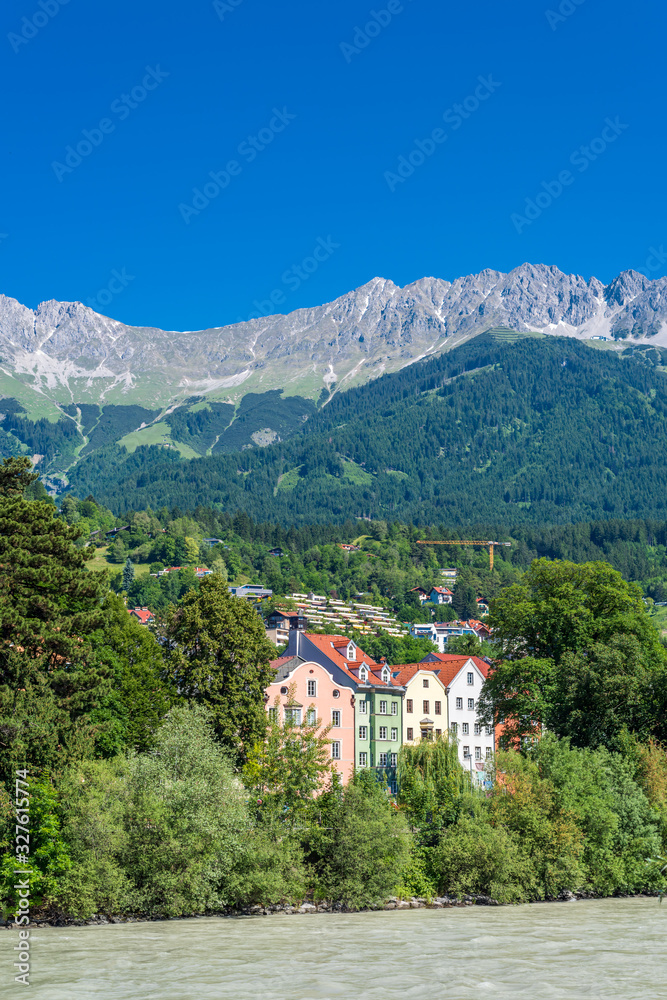 Majestic river in City in Innsbruck, Austria.