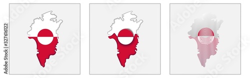 Greenland coloring the map and concept flag. Vector