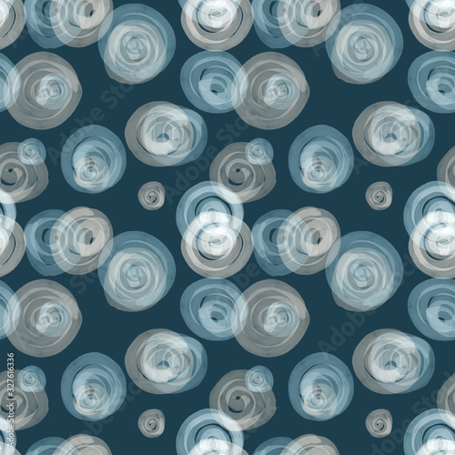 Seamless pattern of hand painted circles. Watercolor background.