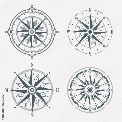 Vintage compass wind rose icon
