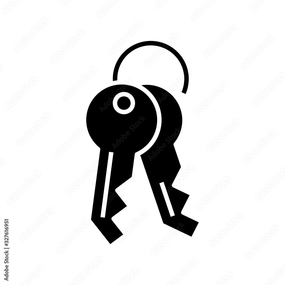 Keys black icon, concept illustration, vector flat symbol, glyph sign. Keys black icon, concept illustration, vector flat symbol, glyph sign.