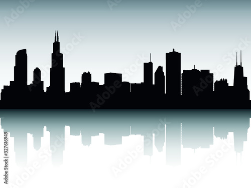 Vector Illustration of the Silhouette Skyline Panorama of Chicago Illinois