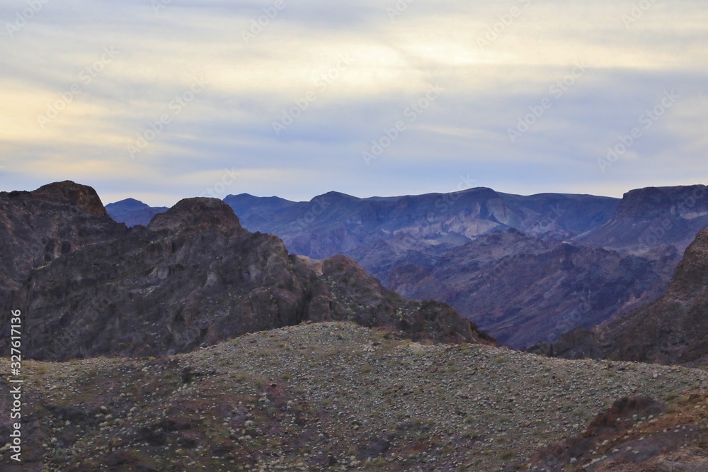 Rock formations in the desert landscape